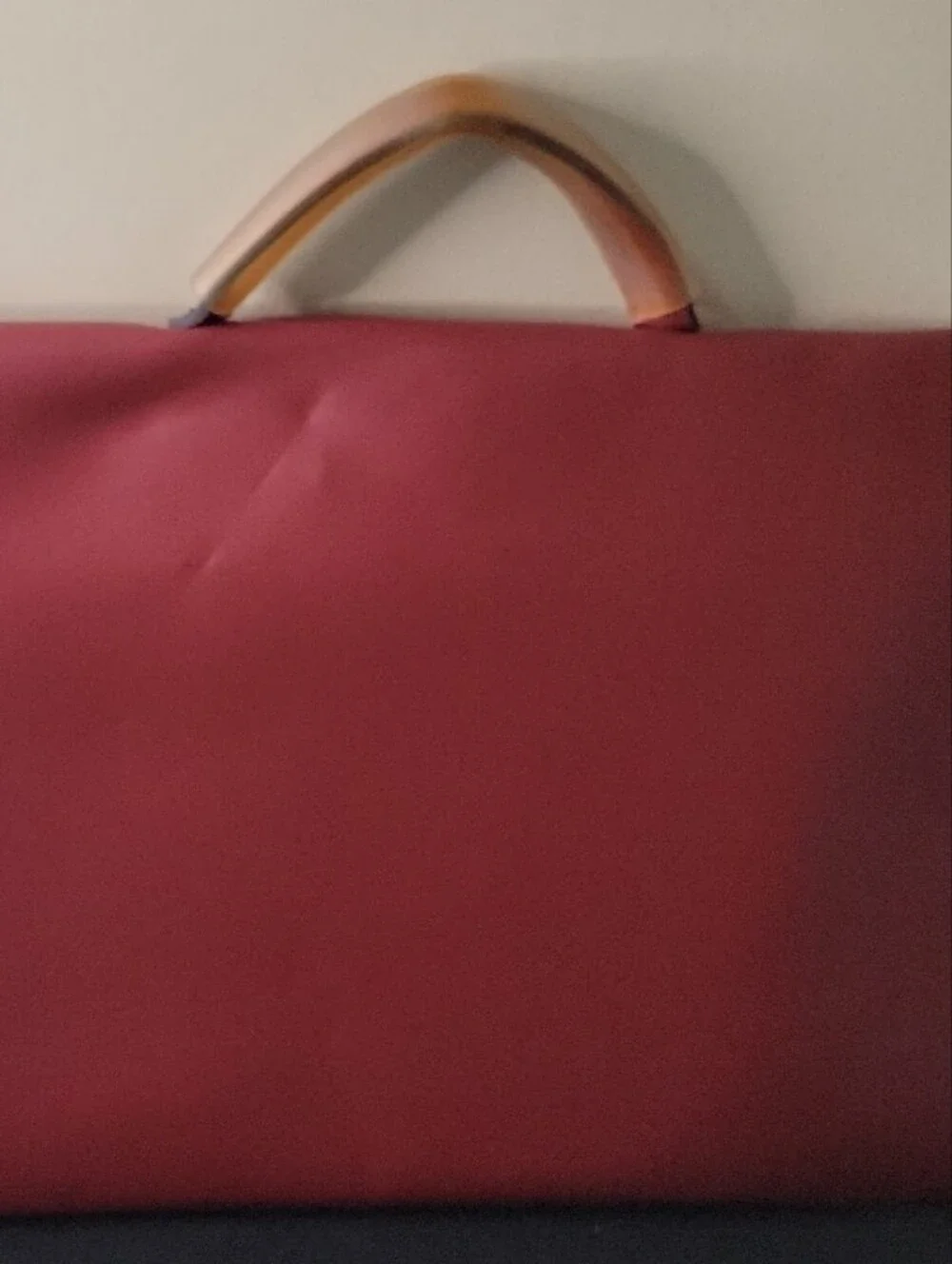 Red Structured  Laptop Bag with Tan Handles